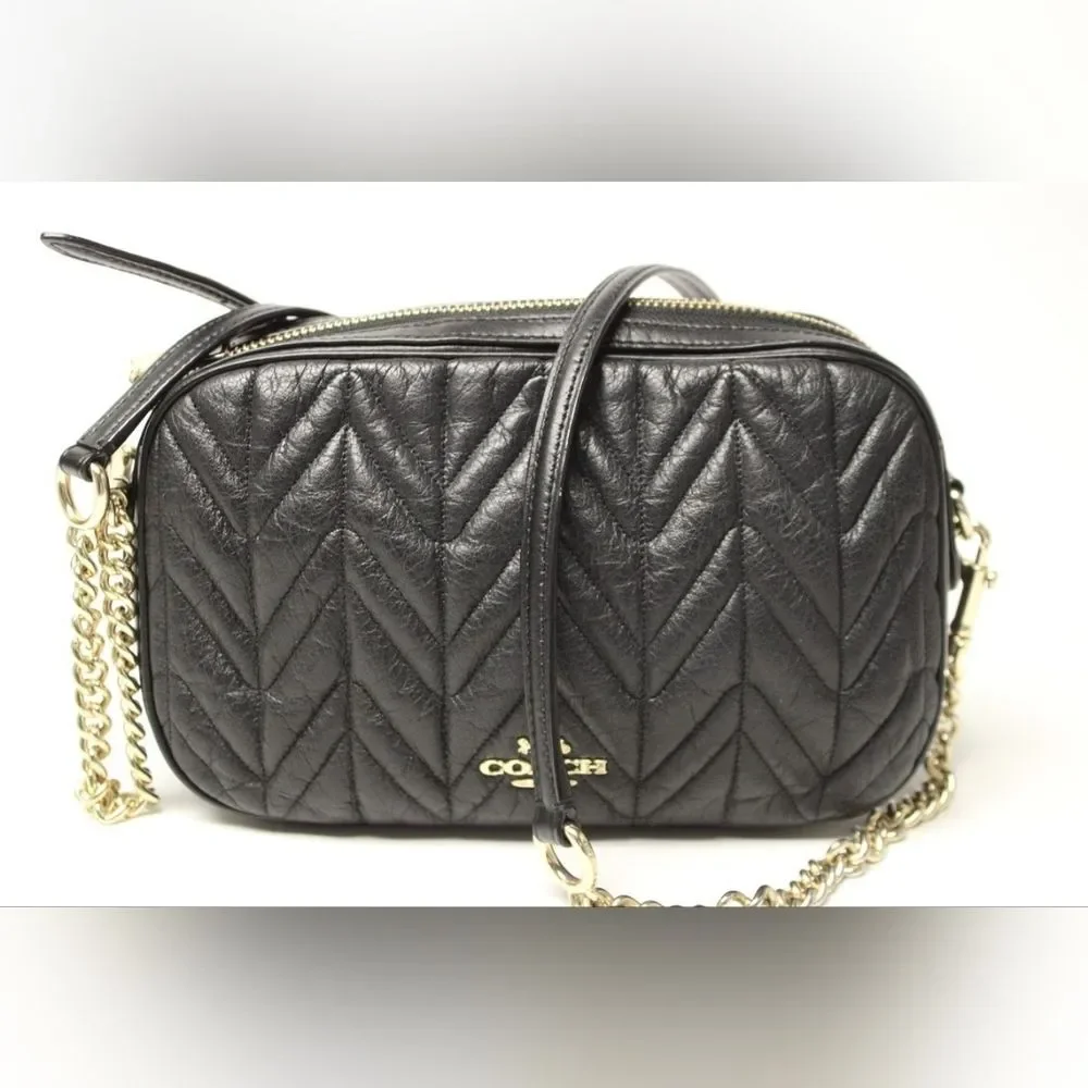 Coach Isla Quilted Leather Chain Crossbody Satchel Bag Purse